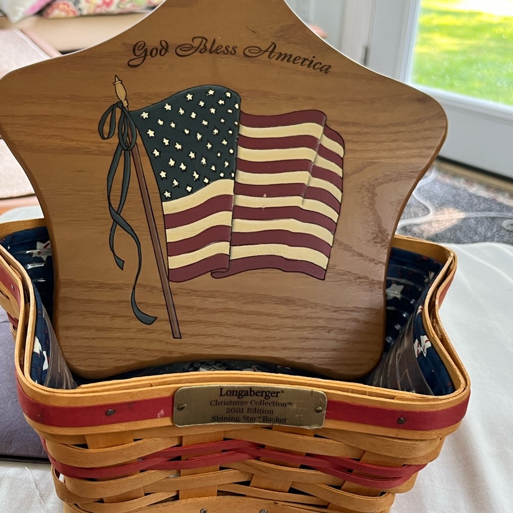 Longaberger God bless America star basket with cover